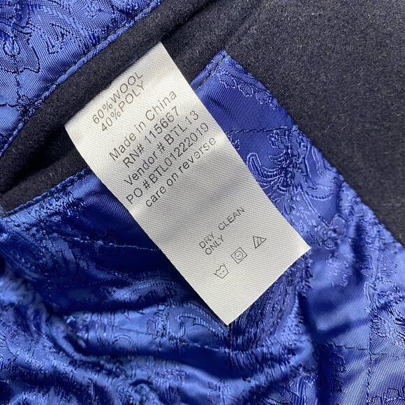 Isaac Mizrahi Single Breasted Wool Overcoat in Navy - Picture 7 of 9